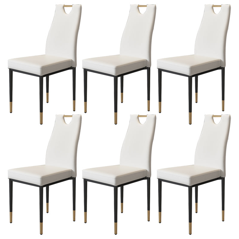 Scandinavian Style Upholstered Armless Dining Chairs Solid Back Side Chair for Home White 6 Piece Set Clearhalo ' kitchen&dining_furn' 'Dining Chairs' 'Dining Tables & Seating' 'dining_chair' 'furn' 'furn_dining_chair' 'Furniture' 'furniture_dining_chair' 'Kitchen & Dining Furniture' 'kitchen' 3755026