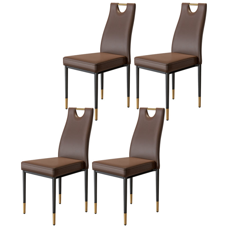 Scandinavian Style Upholstered Armless Dining Chairs Solid Back Side Chair for Home Coffee 4 Piece Set Clearhalo ' kitchen&dining_furn' 'Dining Chairs' 'Dining Tables & Seating' 'dining_chair' 'furn' 'furn_dining_chair' 'Furniture' 'furniture_dining_chair' 'Kitchen & Dining Furniture' 'kitchen' 3755031