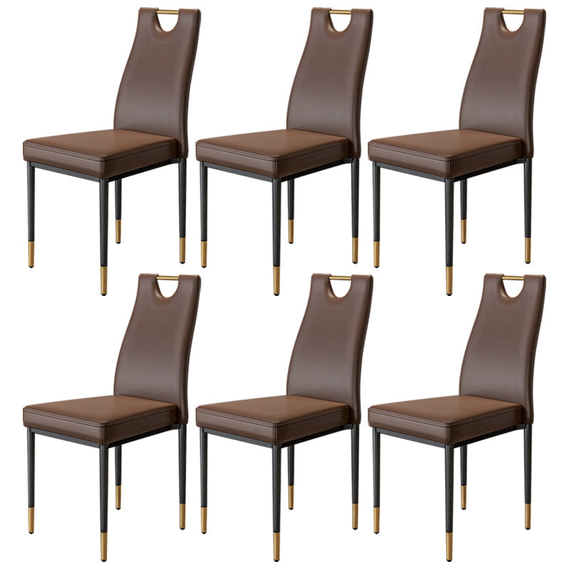 Scandinavian Style Upholstered Armless Dining Chairs Solid Back Side Chair for Home Coffee 6 Piece Set Clearhalo ' kitchen&dining_furn' 'Dining Chairs' 'Dining Tables & Seating' 'dining_chair' 'furn' 'furn_dining_chair' 'Furniture' 'furniture_dining_chair' 'Kitchen & Dining Furniture' 'kitchen' 3755032