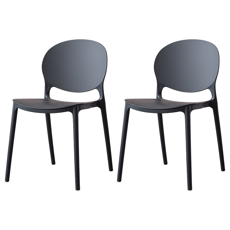 Scandinavian Armless Dining Chairs Stackable Plastic Open Back Side Chair Black 2 Piece Set Clearhalo ' kitchen&dining_furn' 'Dining Chairs' 'Dining Tables & Seating' 'dining_chair' 'furn' 'furn_dining_chair' 'Furniture' 'furniture_dining_chair' 'Kitchen & Dining Furniture' 'kitchen' 3755057