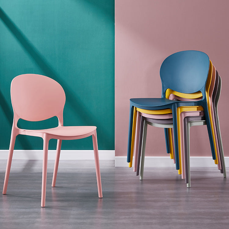 Scandinavian Armless Dining Chairs Stackable Plastic Open Back Side Chair Clearhalo ' kitchen&dining_furn' 'Dining Chairs' 'Dining Tables & Seating' 'dining_chair' 'furn' 'furn_dining_chair' 'Furniture' 'furniture_dining_chair' 'Kitchen & Dining Furniture' 'kitchen' 3755059