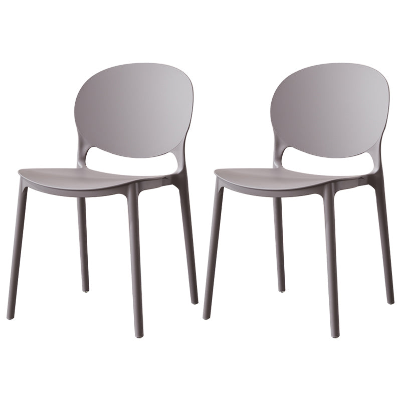 Scandinavian Armless Dining Chairs Stackable Plastic Open Back Side Chair Grey 2 Piece Set Clearhalo ' kitchen&dining_furn' 'Dining Chairs' 'Dining Tables & Seating' 'dining_chair' 'furn' 'furn_dining_chair' 'Furniture' 'furniture_dining_chair' 'Kitchen & Dining Furniture' 'kitchen' 3755064