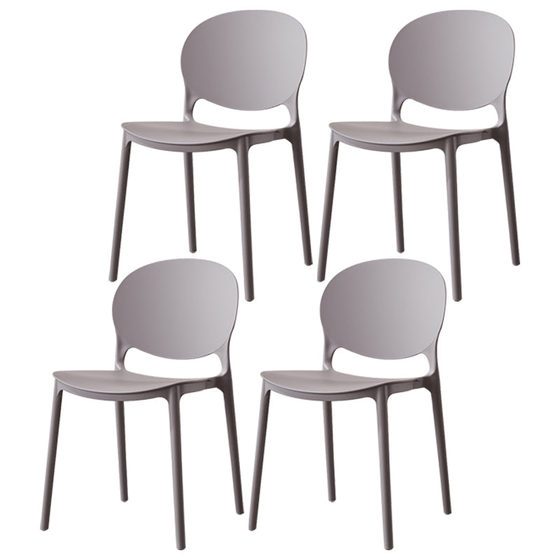 Scandinavian Armless Dining Chairs Stackable Plastic Open Back Side Chair Grey 4 Piece Set Clearhalo ' kitchen&dining_furn' 'Dining Chairs' 'Dining Tables & Seating' 'dining_chair' 'furn' 'furn_dining_chair' 'Furniture' 'furniture_dining_chair' 'Kitchen & Dining Furniture' 'kitchen' 3755066