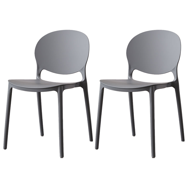 Scandinavian Armless Dining Chairs Stackable Plastic Open Back Side Chair Dark Gray 2 Piece Set Clearhalo ' kitchen&dining_furn' 'Dining Chairs' 'Dining Tables & Seating' 'dining_chair' 'furn' 'furn_dining_chair' 'Furniture' 'furniture_dining_chair' 'Kitchen & Dining Furniture' 'kitchen' 3755069