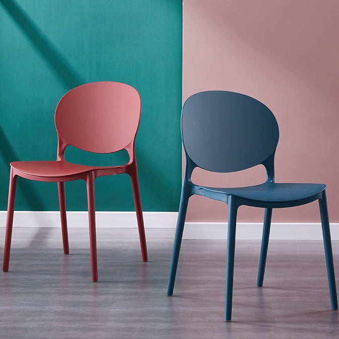 Scandinavian Armless Dining Chairs Stackable Plastic Open Back Side Chair Clearhalo ' kitchen&dining_furn' 'Dining Chairs' 'Dining Tables & Seating' 'dining_chair' 'furn' 'furn_dining_chair' 'Furniture' 'furniture_dining_chair' 'Kitchen & Dining Furniture' 'kitchen' 3755070