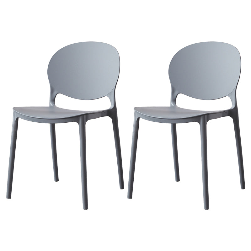 Scandinavian Armless Dining Chairs Stackable Plastic Open Back Side Chair Light Gray 2 Piece Set Clearhalo ' kitchen&dining_furn' 'Dining Chairs' 'Dining Tables & Seating' 'dining_chair' 'furn' 'furn_dining_chair' 'Furniture' 'furniture_dining_chair' 'Kitchen & Dining Furniture' 'kitchen' 3755075