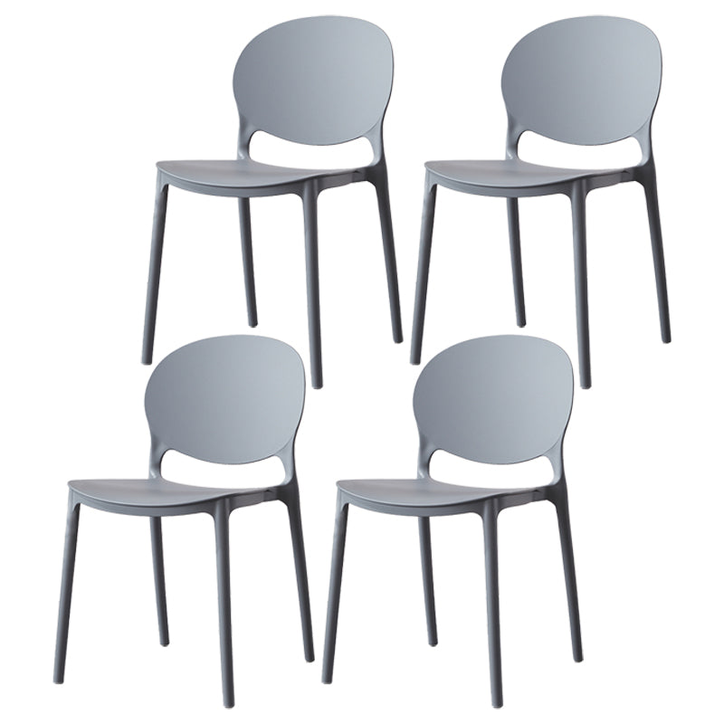 Scandinavian Armless Dining Chairs Stackable Plastic Open Back Side Chair Light Gray 4 Piece Set Clearhalo ' kitchen&dining_furn' 'Dining Chairs' 'Dining Tables & Seating' 'dining_chair' 'furn' 'furn_dining_chair' 'Furniture' 'furniture_dining_chair' 'Kitchen & Dining Furniture' 'kitchen' 3755076