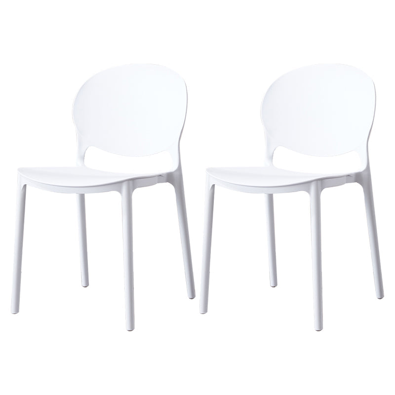 Scandinavian Armless Dining Chairs Stackable Plastic Open Back Side Chair White 2 Piece Set Clearhalo ' kitchen&dining_furn' 'Dining Chairs' 'Dining Tables & Seating' 'dining_chair' 'furn' 'furn_dining_chair' 'Furniture' 'furniture_dining_chair' 'Kitchen & Dining Furniture' 'kitchen' 3755078