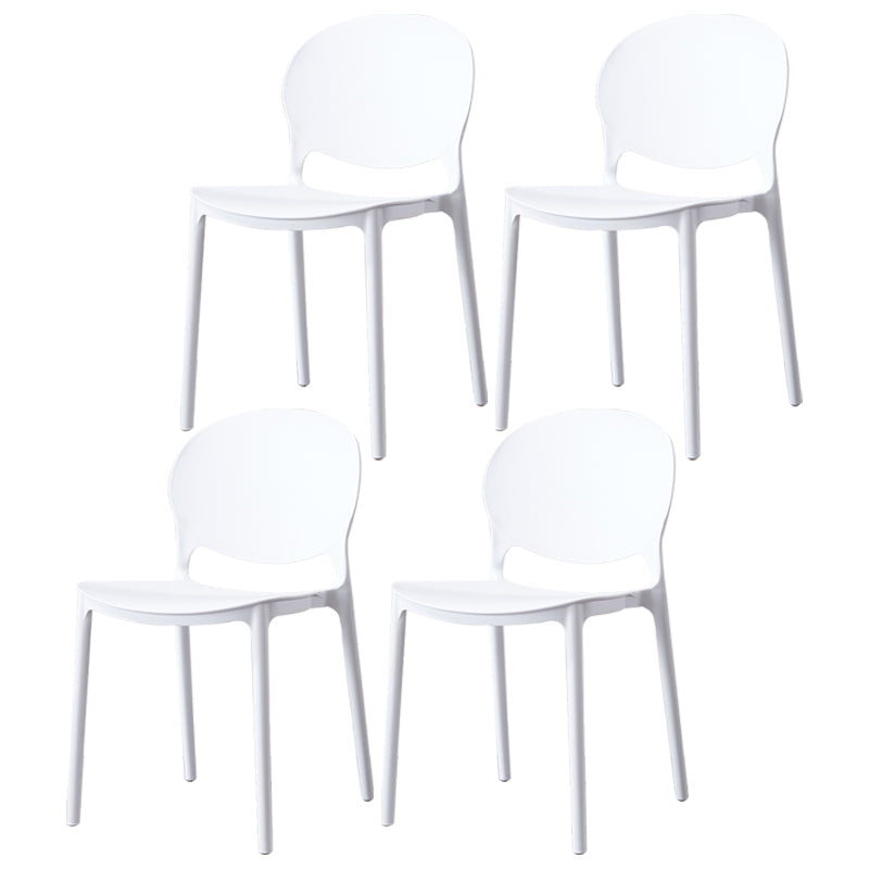 Scandinavian Armless Dining Chairs Stackable Plastic Open Back Side Chair White 4 Piece Set Clearhalo ' kitchen&dining_furn' 'Dining Chairs' 'Dining Tables & Seating' 'dining_chair' 'furn' 'furn_dining_chair' 'Furniture' 'furniture_dining_chair' 'Kitchen & Dining Furniture' 'kitchen' 3755079