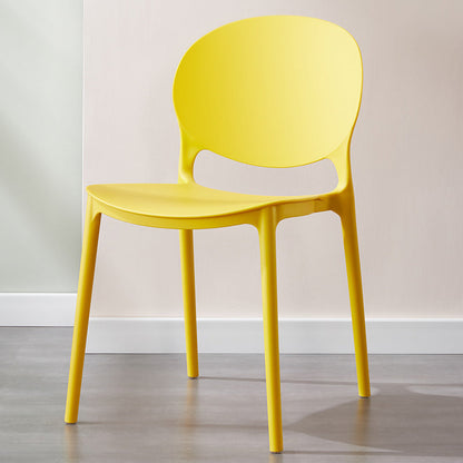 Scandinavian Armless Dining Chairs Stackable Plastic Open Back Side Chair Yellow 1 Piece Clearhalo ' kitchen&dining_furn' 'Dining Chairs' 'Dining Tables & Seating' 'dining_chair' 'furn' 'furn_dining_chair' 'Furniture' 'furniture_dining_chair' 'Kitchen & Dining Furniture' 'kitchen' 3755080