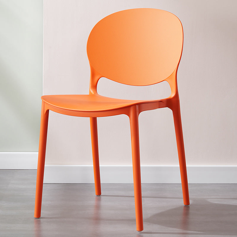 Scandinavian Armless Dining Chairs Stackable Plastic Open Back Side Chair Orange 1 Piece Clearhalo ' kitchen&dining_furn' 'Dining Chairs' 'Dining Tables & Seating' 'dining_chair' 'furn' 'furn_dining_chair' 'Furniture' 'furniture_dining_chair' 'Kitchen & Dining Furniture' 'kitchen' 3755083