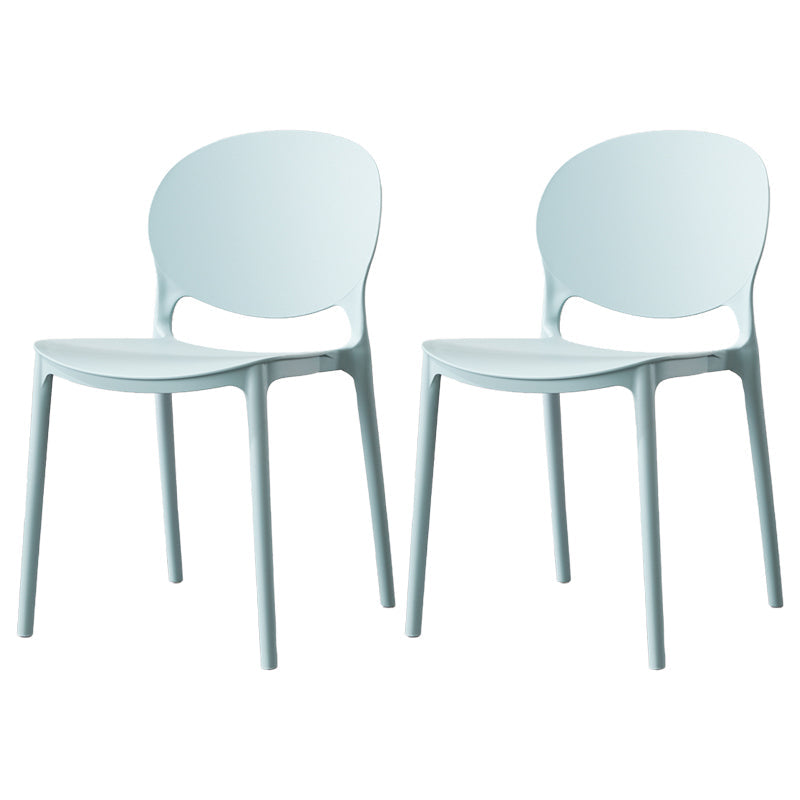 Scandinavian Armless Dining Chairs Stackable Plastic Open Back Side Chair Sky Blue 2 Piece Set Clearhalo ' kitchen&dining_furn' 'Dining Chairs' 'Dining Tables & Seating' 'dining_chair' 'furn' 'furn_dining_chair' 'Furniture' 'furniture_dining_chair' 'Kitchen & Dining Furniture' 'kitchen' 3755090