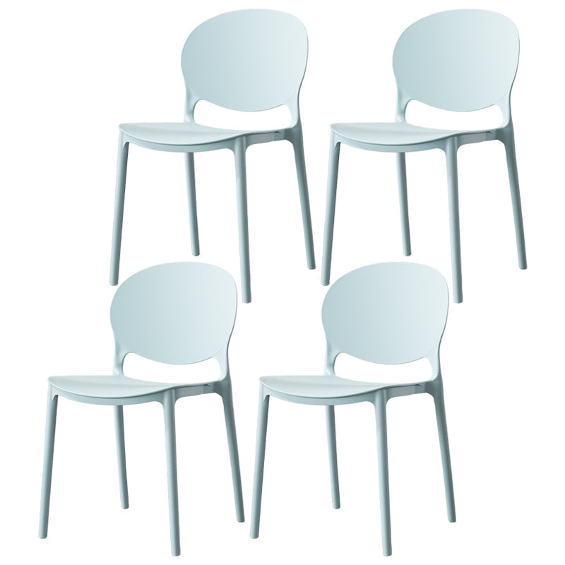 Scandinavian Armless Dining Chairs Stackable Plastic Open Back Side Chair Sky Blue 4 Piece Set Clearhalo ' kitchen&dining_furn' 'Dining Chairs' 'Dining Tables & Seating' 'dining_chair' 'furn' 'furn_dining_chair' 'Furniture' 'furniture_dining_chair' 'Kitchen & Dining Furniture' 'kitchen' 3755091