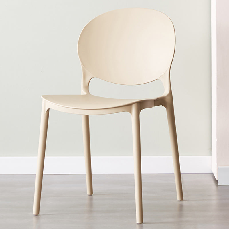 Scandinavian Armless Dining Chairs Stackable Plastic Open Back Side Chair Camel 1 Piece Clearhalo ' kitchen&dining_furn' 'Dining Chairs' 'Dining Tables & Seating' 'dining_chair' 'furn' 'furn_dining_chair' 'Furniture' 'furniture_dining_chair' 'Kitchen & Dining Furniture' 'kitchen' 3755092