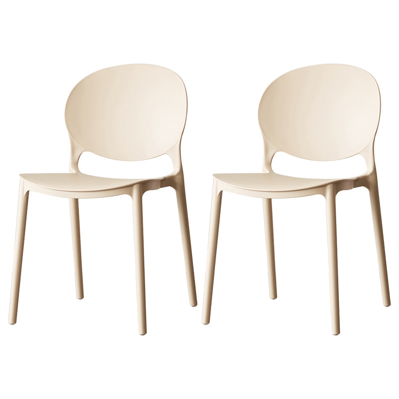 Scandinavian Armless Dining Chairs Stackable Plastic Open Back Side Chair Camel 2 Piece Set Clearhalo ' kitchen&dining_furn' 'Dining Chairs' 'Dining Tables & Seating' 'dining_chair' 'furn' 'furn_dining_chair' 'Furniture' 'furniture_dining_chair' 'Kitchen & Dining Furniture' 'kitchen' 3755093