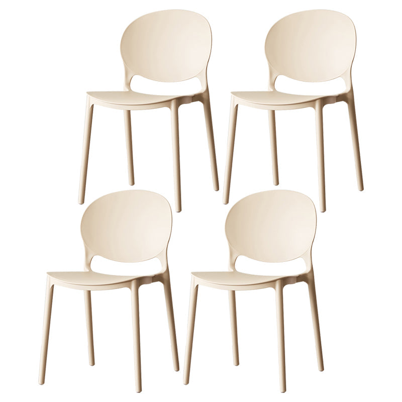 Scandinavian Armless Dining Chairs Stackable Plastic Open Back Side Chair Camel 4 Piece Set Clearhalo ' kitchen&dining_furn' 'Dining Chairs' 'Dining Tables & Seating' 'dining_chair' 'furn' 'furn_dining_chair' 'Furniture' 'furniture_dining_chair' 'Kitchen & Dining Furniture' 'kitchen' 3755094