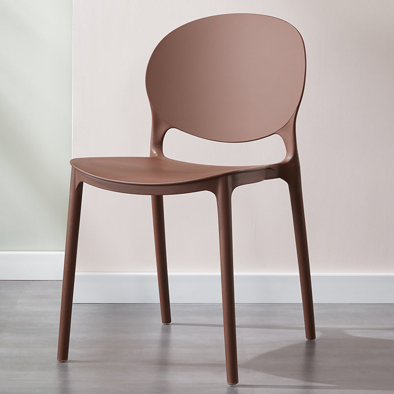 Scandinavian Armless Dining Chairs Stackable Plastic Open Back Side Chair Coffee 1 Piece Clearhalo ' kitchen&dining_furn' 'Dining Chairs' 'Dining Tables & Seating' 'dining_chair' 'furn' 'furn_dining_chair' 'Furniture' 'furniture_dining_chair' 'Kitchen & Dining Furniture' 'kitchen' 3755095