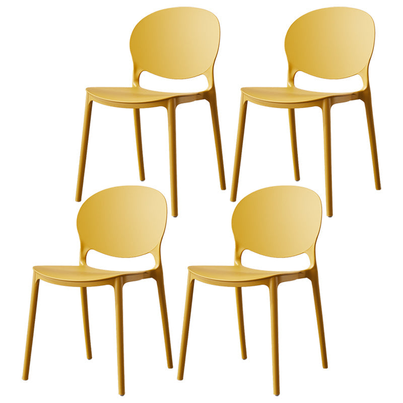 Scandinavian Armless Dining Chairs Stackable Plastic Open Back Side Chair Ginger 4 Piece Set Clearhalo ' kitchen&dining_furn' 'Dining Chairs' 'Dining Tables & Seating' 'dining_chair' 'furn' 'furn_dining_chair' 'Furniture' 'furniture_dining_chair' 'Kitchen & Dining Furniture' 'kitchen' 3755103