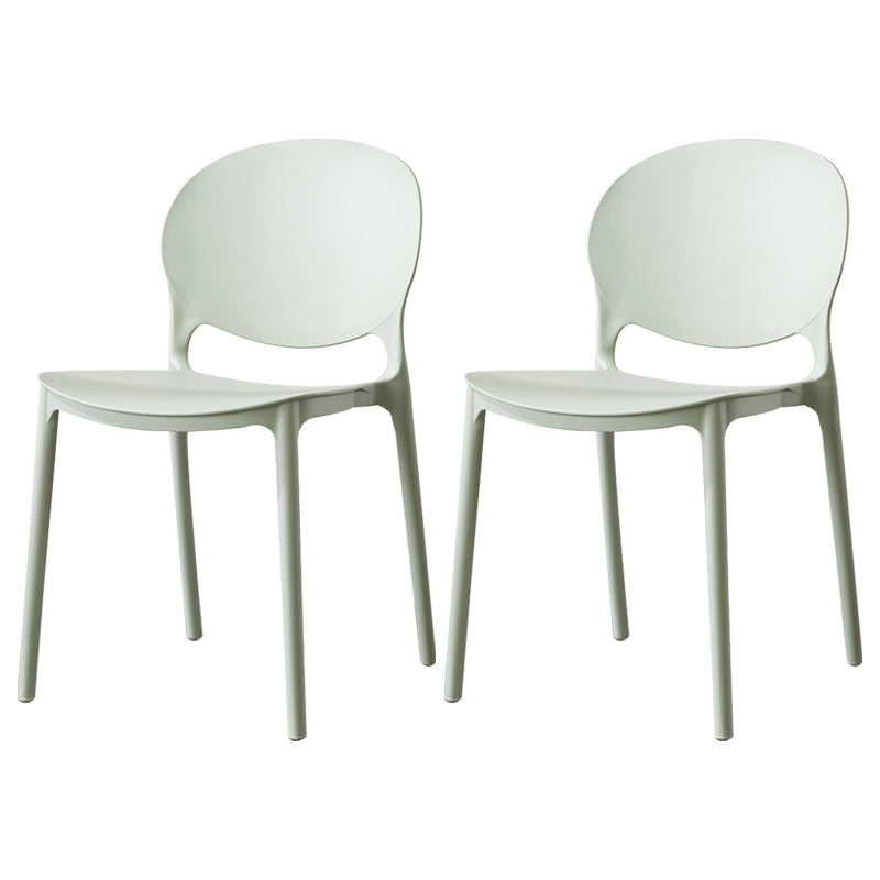Scandinavian Armless Dining Chairs Stackable Plastic Open Back Side Chair Lake Green 2 Piece Set Clearhalo ' kitchen&dining_furn' 'Dining Chairs' 'Dining Tables & Seating' 'dining_chair' 'furn' 'furn_dining_chair' 'Furniture' 'furniture_dining_chair' 'Kitchen & Dining Furniture' 'kitchen' 3755105