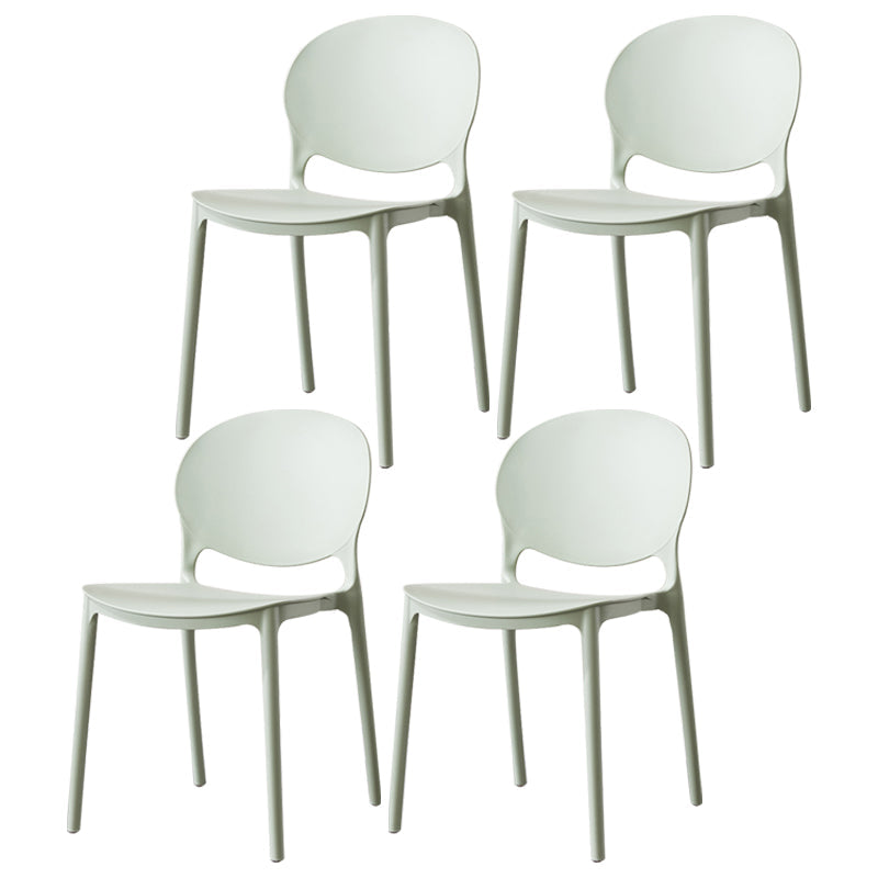Scandinavian Armless Dining Chairs Stackable Plastic Open Back Side Chair Lake Green 4 Piece Set Clearhalo ' kitchen&dining_furn' 'Dining Chairs' 'Dining Tables & Seating' 'dining_chair' 'furn' 'furn_dining_chair' 'Furniture' 'furniture_dining_chair' 'Kitchen & Dining Furniture' 'kitchen' 3755106