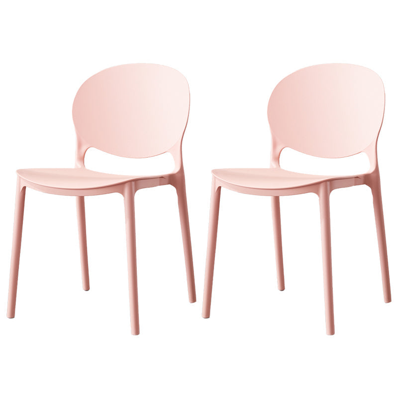 Scandinavian Armless Dining Chairs Stackable Plastic Open Back Side Chair Nude Pink 2 Piece Set Clearhalo ' kitchen&dining_furn' 'Dining Chairs' 'Dining Tables & Seating' 'dining_chair' 'furn' 'furn_dining_chair' 'Furniture' 'furniture_dining_chair' 'Kitchen & Dining Furniture' 'kitchen' 3755108