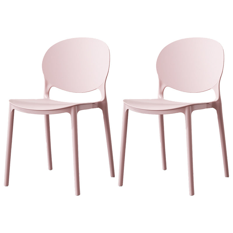 Scandinavian Armless Dining Chairs Stackable Plastic Open Back Side Chair Pearl Pink 2 Piece Set Clearhalo ' kitchen&dining_furn' 'Dining Chairs' 'Dining Tables & Seating' 'dining_chair' 'furn' 'furn_dining_chair' 'Furniture' 'furniture_dining_chair' 'Kitchen & Dining Furniture' 'kitchen' 3755114