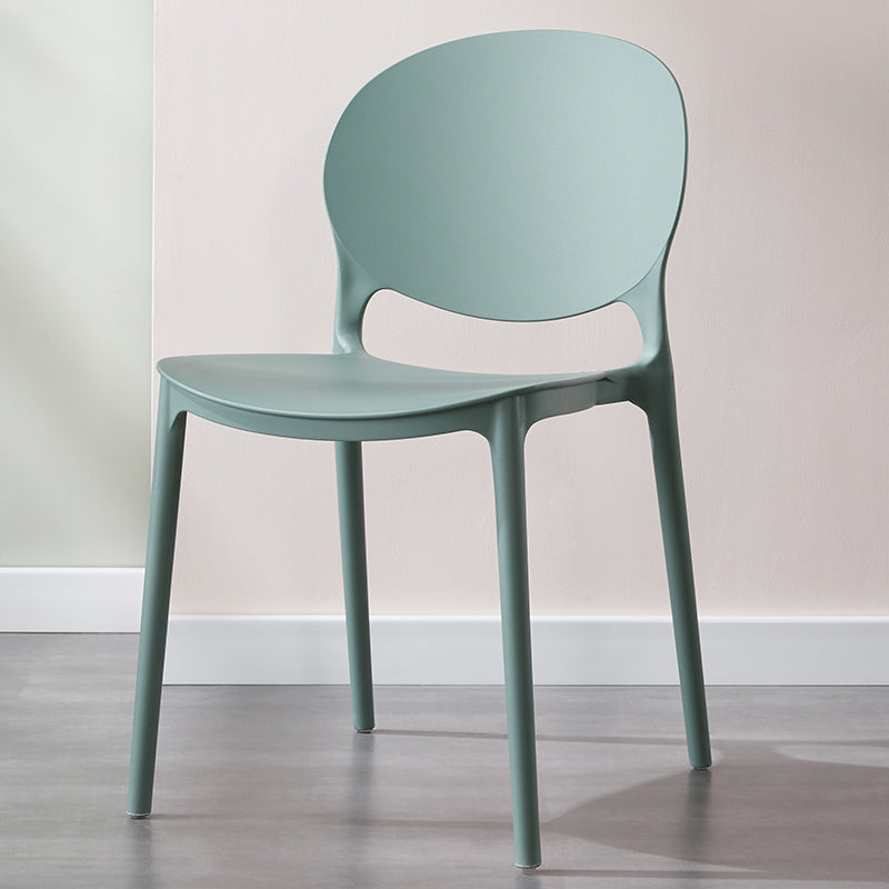 Scandinavian Armless Dining Chairs Stackable Plastic Open Back Side Chair Pea Green 1 Piece Clearhalo ' kitchen&dining_furn' 'Dining Chairs' 'Dining Tables & Seating' 'dining_chair' 'furn' 'furn_dining_chair' 'Furniture' 'furniture_dining_chair' 'Kitchen & Dining Furniture' 'kitchen' 3755119