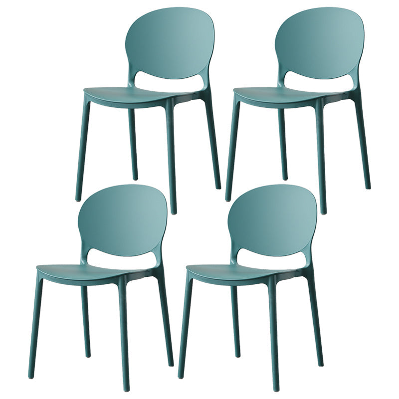Scandinavian Armless Dining Chairs Stackable Plastic Open Back Side Chair Blackish Green 4 Piece Set Clearhalo ' kitchen&dining_furn' 'Dining Chairs' 'Dining Tables & Seating' 'dining_chair' 'furn' 'furn_dining_chair' 'Furniture' 'furniture_dining_chair' 'Kitchen & Dining Furniture' 'kitchen' 3755124