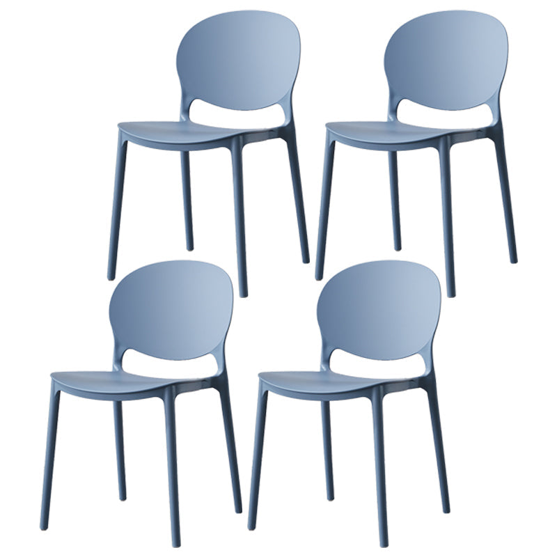 Scandinavian Armless Dining Chairs Stackable Plastic Open Back Side Chair Airy Blue 4 Piece Set Clearhalo ' kitchen&dining_furn' 'Dining Chairs' 'Dining Tables & Seating' 'dining_chair' 'furn' 'furn_dining_chair' 'Furniture' 'furniture_dining_chair' 'Kitchen & Dining Furniture' 'kitchen' 3755130