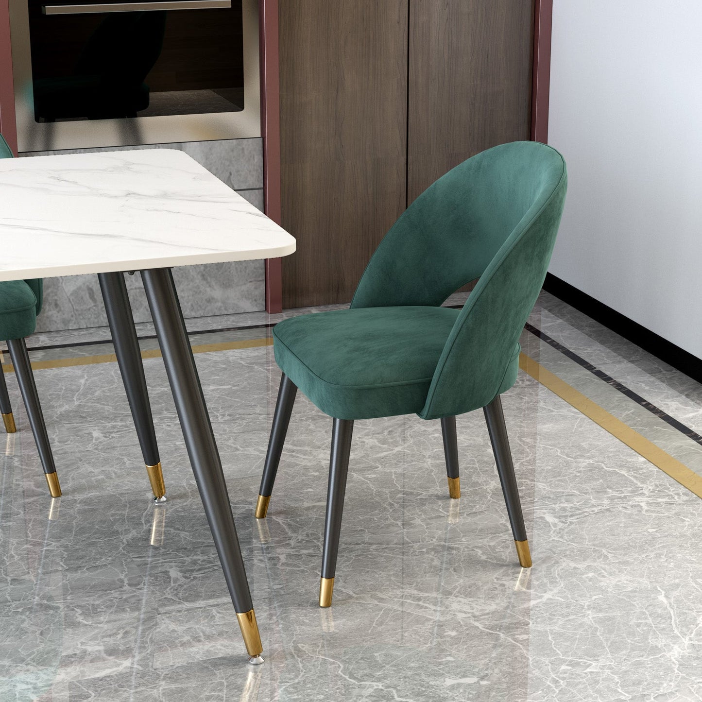 Modern Metal Dining Room Chairs Armless Open Back Dining Side Chair for Home Use Blackish Green 1 Piece Clearhalo ' kitchen&dining_furn' 'Dining Chairs' 'Dining Tables & Seating' 'dining_chair' 'furn' 'furn_dining_chair' 'Furniture' 'furniture_dining_chair' 'Kitchen & Dining Furniture' 'kitchen' 3755136