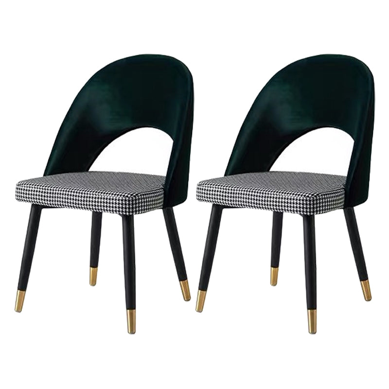 Modern Metal Dining Room Chairs Armless Open Back Dining Side Chair for Home Use Black-White 2 Piece Set Clearhalo ' kitchen&dining_furn' 'Dining Chairs' 'Dining Tables & Seating' 'dining_chair' 'furn' 'furn_dining_chair' 'Furniture' 'furniture_dining_chair' 'Kitchen & Dining Furniture' 'kitchen' 3755137