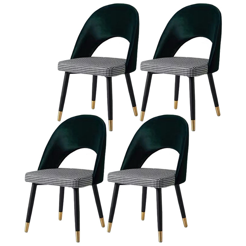 Modern Metal Dining Room Chairs Armless Open Back Dining Side Chair for Home Use Black-White 4 Piece Set Clearhalo ' kitchen&dining_furn' 'Dining Chairs' 'Dining Tables & Seating' 'dining_chair' 'furn' 'furn_dining_chair' 'Furniture' 'furniture_dining_chair' 'Kitchen & Dining Furniture' 'kitchen' 3755138