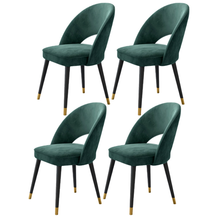 Modern Metal Dining Room Chairs Armless Open Back Dining Side Chair for Home Use Blackish Green 4 Piece Set Clearhalo ' kitchen&dining_furn' 'Dining Chairs' 'Dining Tables & Seating' 'dining_chair' 'furn' 'furn_dining_chair' 'Furniture' 'furniture_dining_chair' 'Kitchen & Dining Furniture' 'kitchen' 3755142