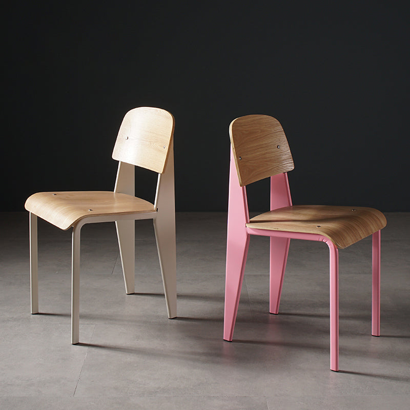 Contemporary Style Dining Room Chairs Metal Armless Chair with Wooden Legs Clearhalo ' kitchen&dining_furn' 'Dining Chairs' 'Dining Tables & Seating' 'dining_chair' 'Furniture' 'furniture_dining_chair' 'Kitchen & Dining Furniture' 'kitchen' 3755159