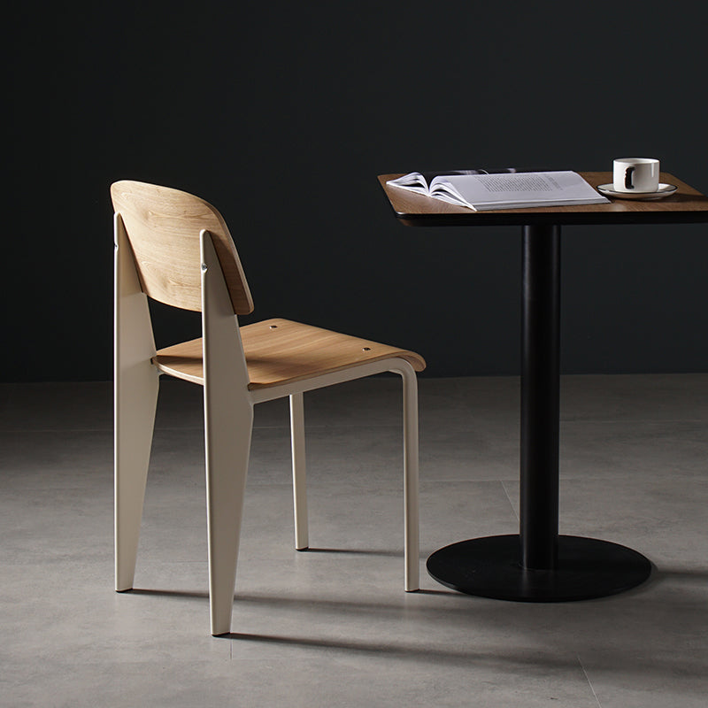 Contemporary Style Dining Room Chairs Metal Armless Chair with Wooden Legs Clearhalo ' kitchen&dining_furn' 'Dining Chairs' 'Dining Tables & Seating' 'dining_chair' 'Furniture' 'furniture_dining_chair' 'Kitchen & Dining Furniture' 'kitchen' 3755161