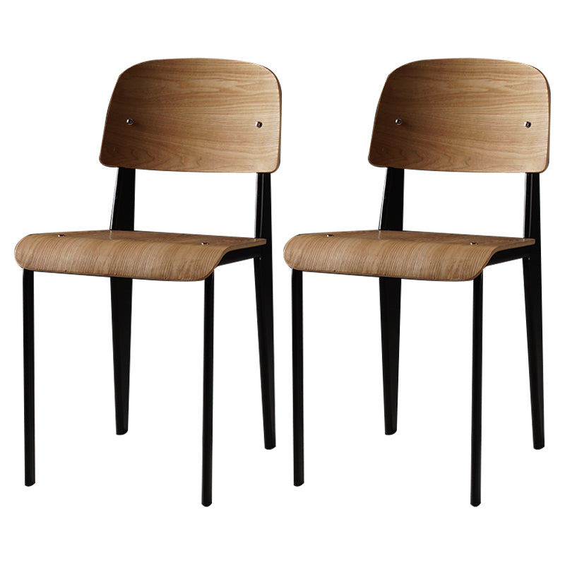 Contemporary Style Dining Room Chairs Metal Armless Chair with Wooden Legs Black Set of 2 Clearhalo ' kitchen&dining_furn' 'Dining Chairs' 'Dining Tables & Seating' 'dining_chair' 'Furniture' 'furniture_dining_chair' 'Kitchen & Dining Furniture' 'kitchen' 3755162