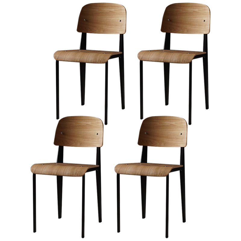 Contemporary Style Dining Room Chairs Metal Armless Chair with Wooden Legs Black Set of 4 Clearhalo ' kitchen&dining_furn' 'Dining Chairs' 'Dining Tables & Seating' 'dining_chair' 'Furniture' 'furniture_dining_chair' 'Kitchen & Dining Furniture' 'kitchen' 3755164