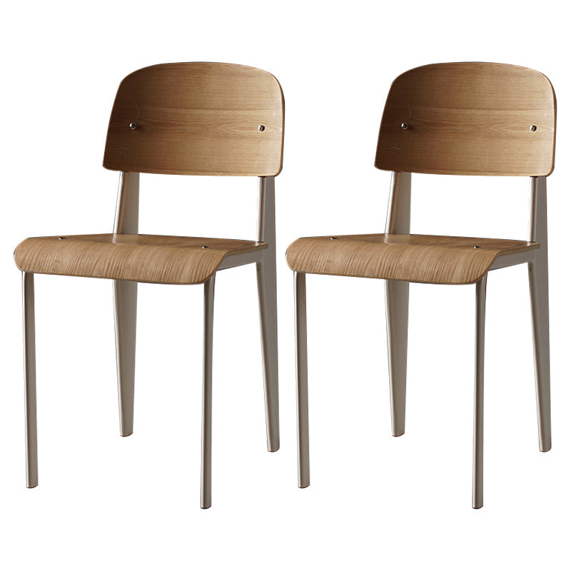 Contemporary Style Dining Room Chairs Metal Armless Chair with Wooden Legs White Set of 2 Clearhalo ' kitchen&dining_furn' 'Dining Chairs' 'Dining Tables & Seating' 'dining_chair' 'Furniture' 'furniture_dining_chair' 'Kitchen & Dining Furniture' 'kitchen' 3755168