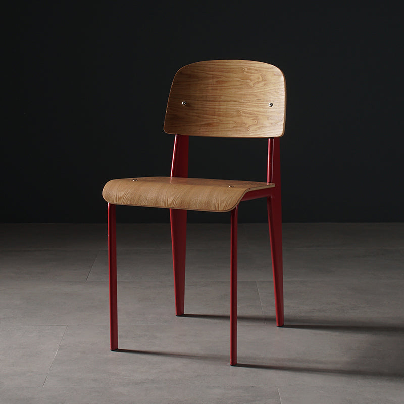 Contemporary Style Dining Room Chairs Metal Armless Chair with Wooden Legs Red 1 Piece Clearhalo ' kitchen&dining_furn' 'Dining Chairs' 'Dining Tables & Seating' 'dining_chair' 'Furniture' 'furniture_dining_chair' 'Kitchen & Dining Furniture' 'kitchen' 3755172