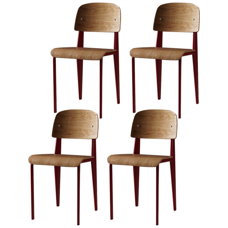 Contemporary Style Dining Room Chairs Metal Armless Chair with Wooden Legs Red Set of 4 Clearhalo ' kitchen&dining_furn' 'Dining Chairs' 'Dining Tables & Seating' 'dining_chair' 'Furniture' 'furniture_dining_chair' 'Kitchen & Dining Furniture' 'kitchen' 3755176