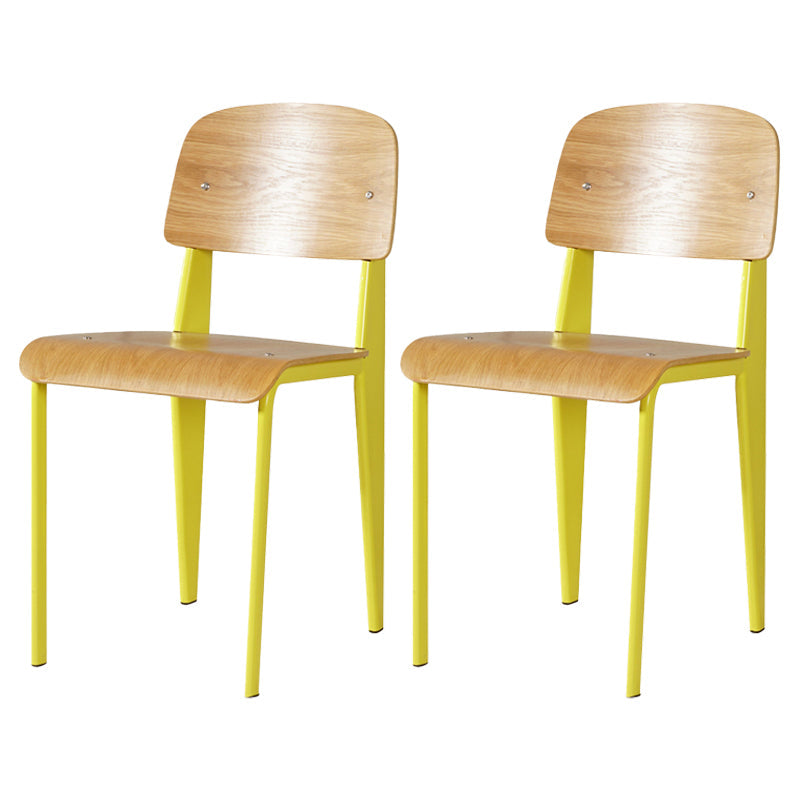 Contemporary Style Dining Room Chairs Metal Armless Chair with Wooden Legs Yellow Set of 2 Clearhalo ' kitchen&dining_furn' 'Dining Chairs' 'Dining Tables & Seating' 'dining_chair' 'Furniture' 'furniture_dining_chair' 'Kitchen & Dining Furniture' 'kitchen' 3755179