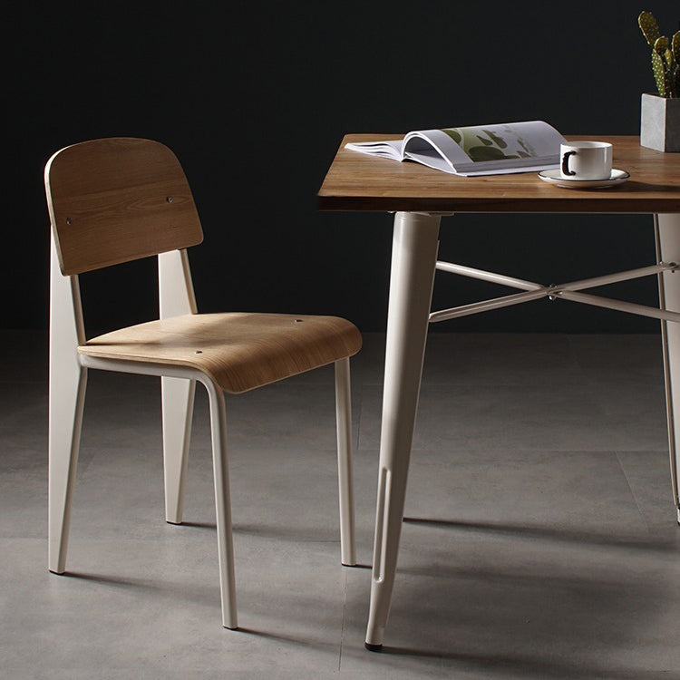 Contemporary Style Dining Room Chairs Metal Armless Chair with Wooden Legs Clearhalo ' kitchen&dining_furn' 'Dining Chairs' 'Dining Tables & Seating' 'dining_chair' 'Furniture' 'furniture_dining_chair' 'Kitchen & Dining Furniture' 'kitchen' 3755180