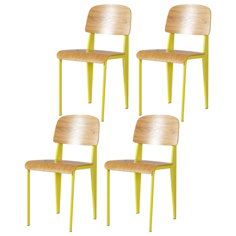 Contemporary Style Dining Room Chairs Metal Armless Chair with Wooden Legs Yellow Set of 4 Clearhalo ' kitchen&dining_furn' 'Dining Chairs' 'Dining Tables & Seating' 'dining_chair' 'Furniture' 'furniture_dining_chair' 'Kitchen & Dining Furniture' 'kitchen' 3755182