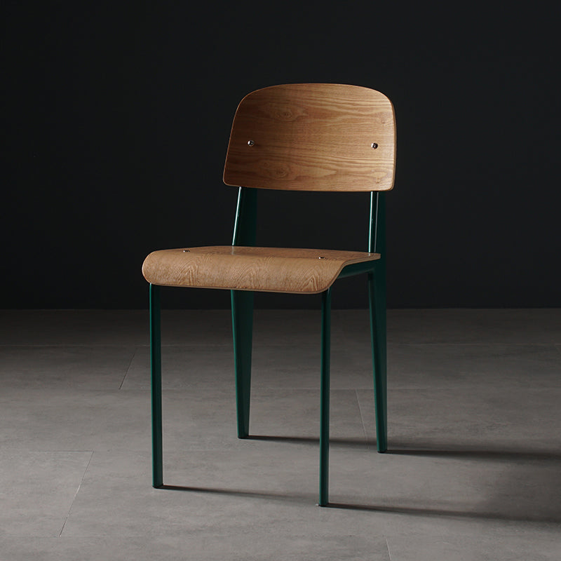 Contemporary Style Dining Room Chairs Metal Armless Chair with Wooden Legs Green 1 Piece Clearhalo ' kitchen&dining_furn' 'Dining Chairs' 'Dining Tables & Seating' 'dining_chair' 'Furniture' 'furniture_dining_chair' 'Kitchen & Dining Furniture' 'kitchen' 3755183