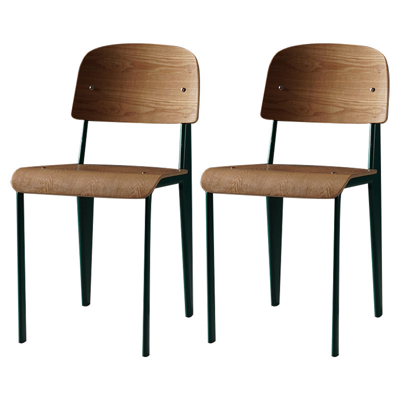 Contemporary Style Dining Room Chairs Metal Armless Chair with Wooden Legs Green Set of 2 Clearhalo ' kitchen&dining_furn' 'Dining Chairs' 'Dining Tables & Seating' 'dining_chair' 'Furniture' 'furniture_dining_chair' 'Kitchen & Dining Furniture' 'kitchen' 3755184