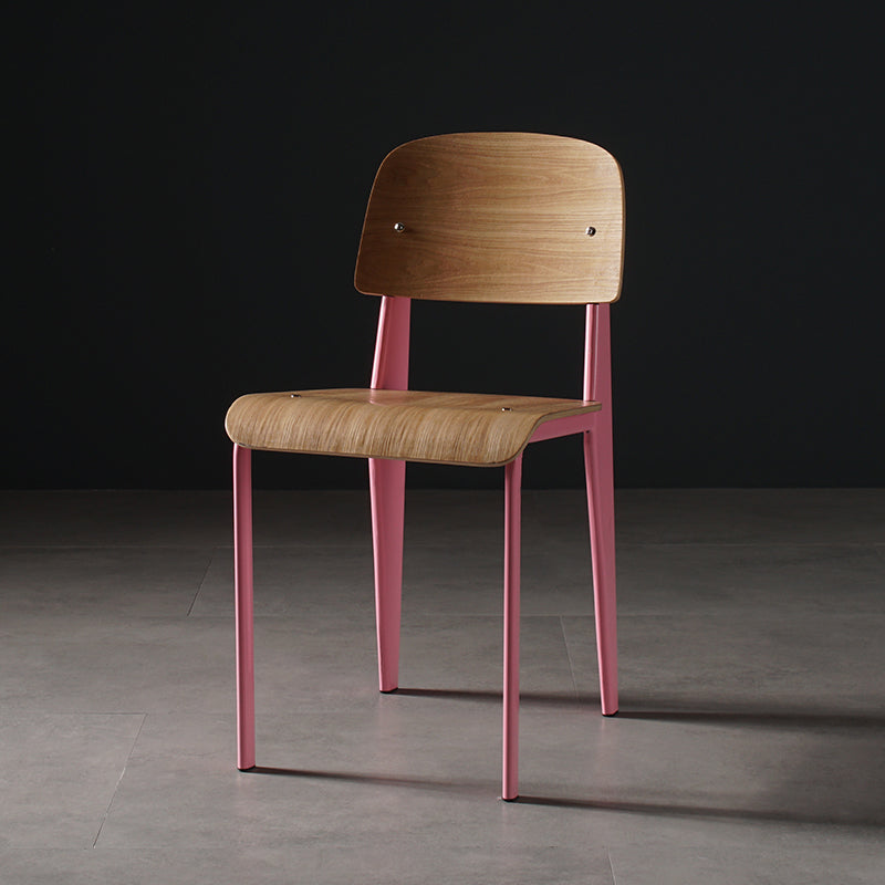 Contemporary Style Dining Room Chairs Metal Armless Chair with Wooden Legs Rose Bloom 1 Piece Clearhalo ' kitchen&dining_furn' 'Dining Chairs' 'Dining Tables & Seating' 'dining_chair' 'Furniture' 'furniture_dining_chair' 'Kitchen & Dining Furniture' 'kitchen' 3755186