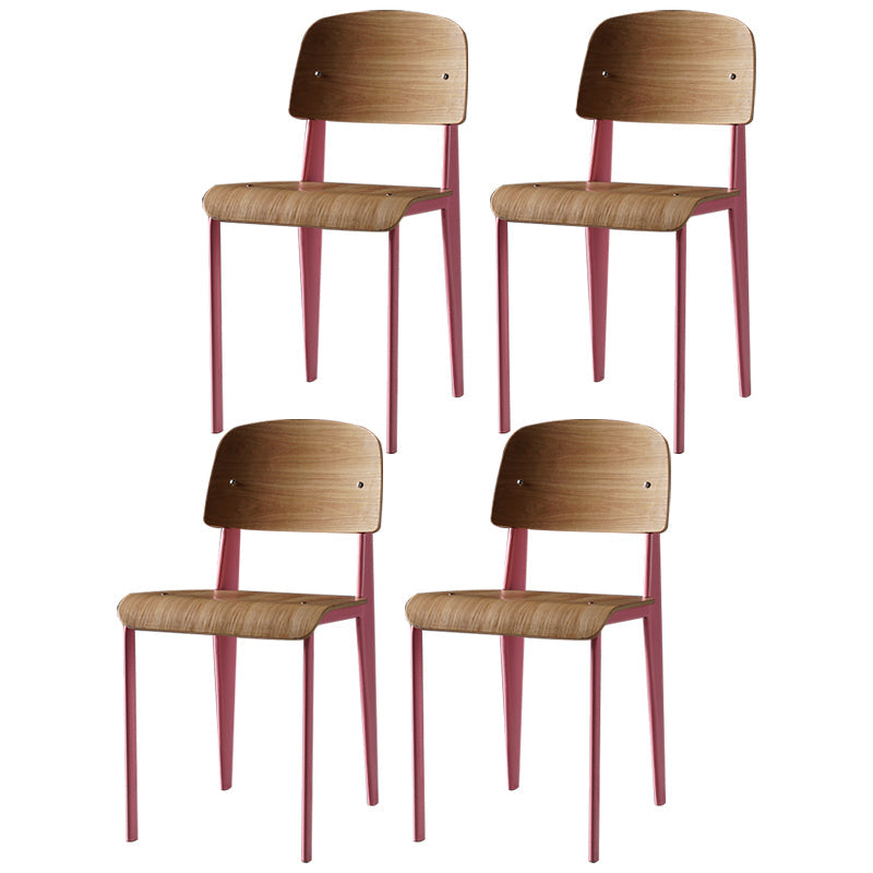 Contemporary Style Dining Room Chairs Metal Armless Chair with Wooden Legs Rose Bloom Set of 4 Clearhalo ' kitchen&dining_furn' 'Dining Chairs' 'Dining Tables & Seating' 'dining_chair' 'Furniture' 'furniture_dining_chair' 'Kitchen & Dining Furniture' 'kitchen' 3755188