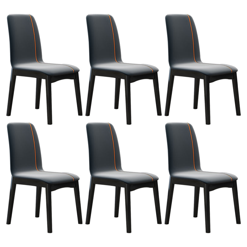 Industrial Rubberwood Solid Back Chair Matte Finish Upholstered Dining Chair with Black Legs Dark Gray 6 Piece Set Black Clearhalo ' kitchen&dining_furn' 'Dining Chairs' 'Dining Tables & Seating' 'dining_chair' 'furn' 'furn_dining_chair' 'Furniture' 'furniture_dining_chair' 'Kitchen & Dining Furniture' 'kitchen' 3755221
