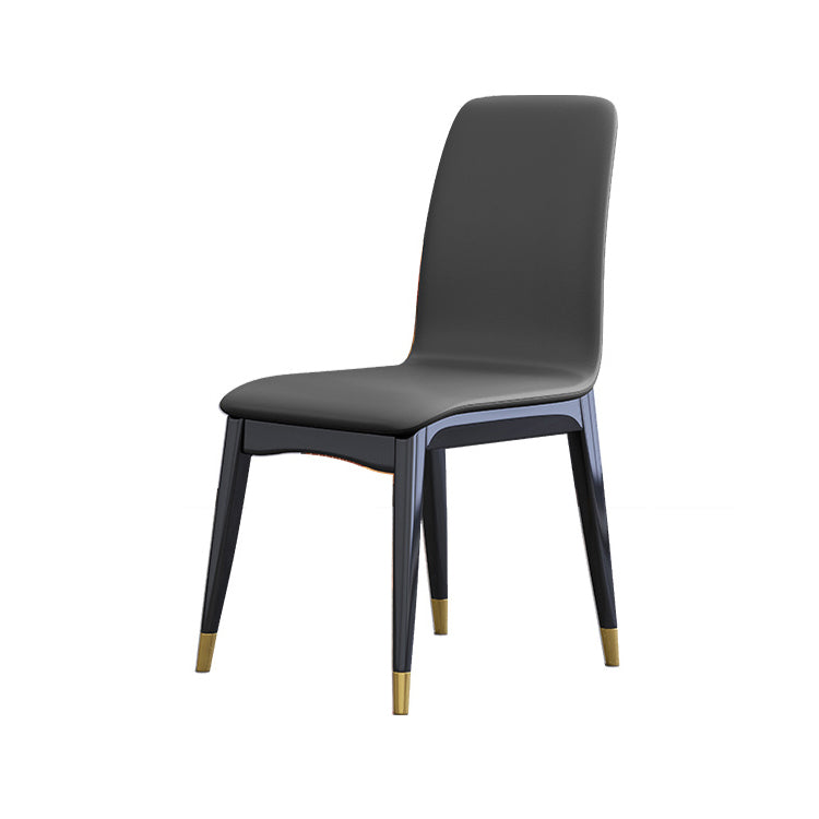 Industrial Rubberwood Solid Back Chair Matte Finish Upholstered Dining Chair with Black Legs Clearhalo ' kitchen&dining_furn' 'Dining Chairs' 'Dining Tables & Seating' 'dining_chair' 'furn' 'furn_dining_chair' 'Furniture' 'furniture_dining_chair' 'Kitchen & Dining Furniture' 'kitchen' 3755224