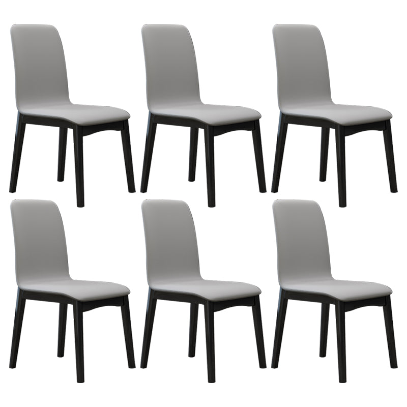 Industrial Rubberwood Solid Back Chair Matte Finish Upholstered Dining Chair with Black Legs Light Gray 6 Piece Set Black Clearhalo ' kitchen&dining_furn' 'Dining Chairs' 'Dining Tables & Seating' 'dining_chair' 'furn' 'furn_dining_chair' 'Furniture' 'furniture_dining_chair' 'Kitchen & Dining Furniture' 'kitchen' 3755233